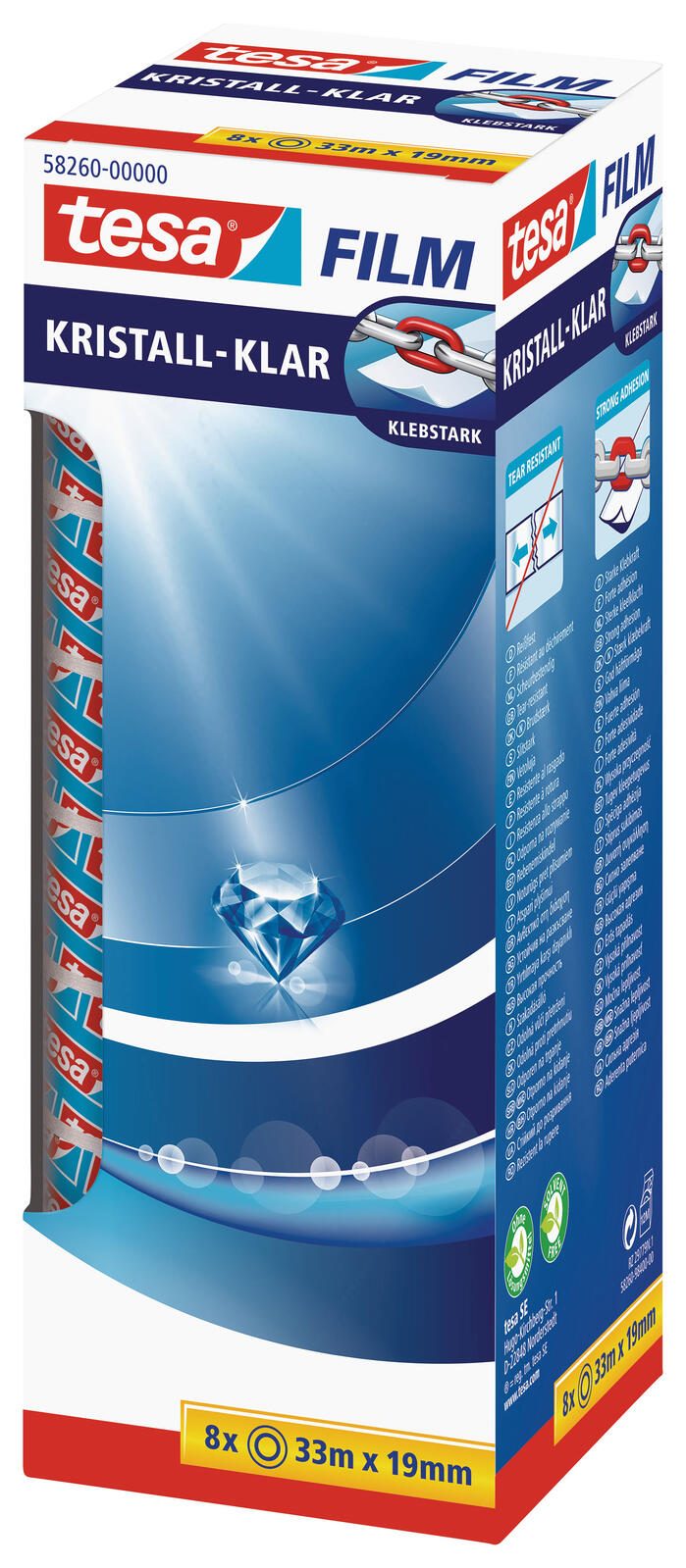 tesa KRISTALL-KLAR Klebefilm 19 mm x 33 m transparent