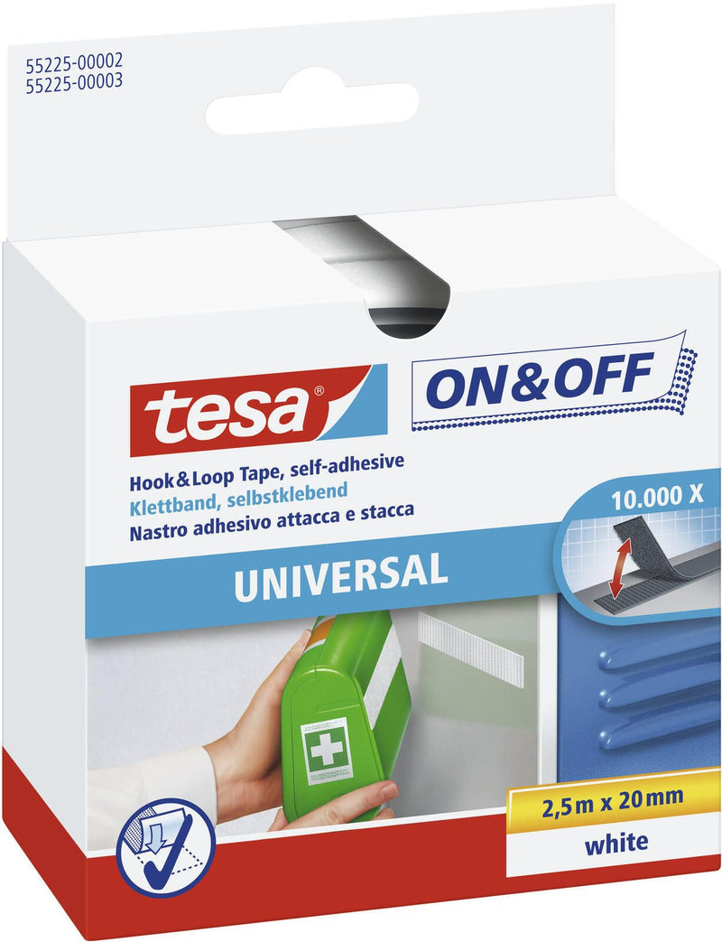 tesa ON&OFF Universal Klettband weiß