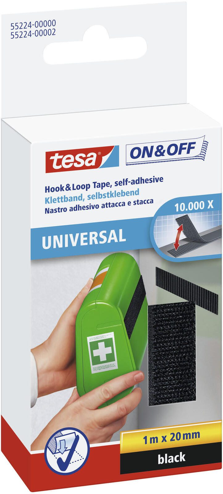tesa ON&OFF Universal Klettband schwarz