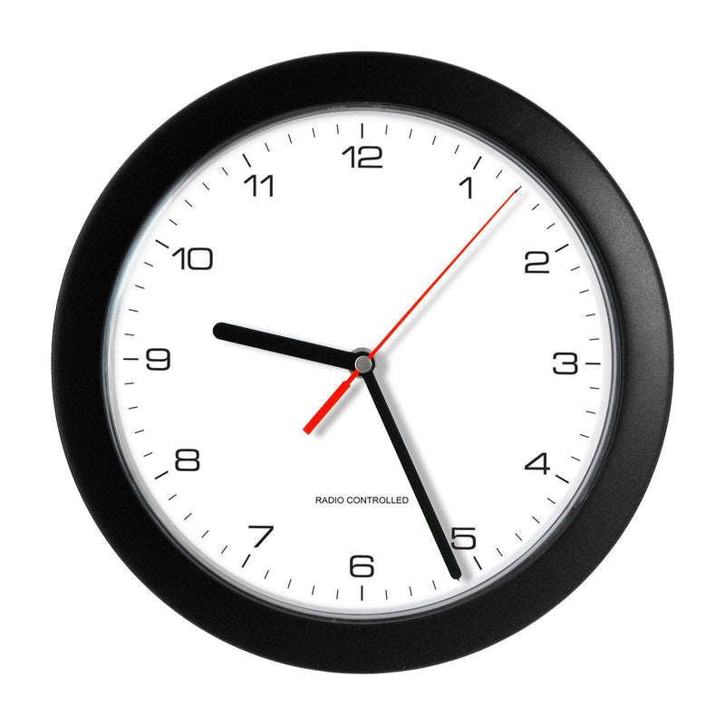PEWETA Funkwanduhr Design Ø 25 cm schwarz