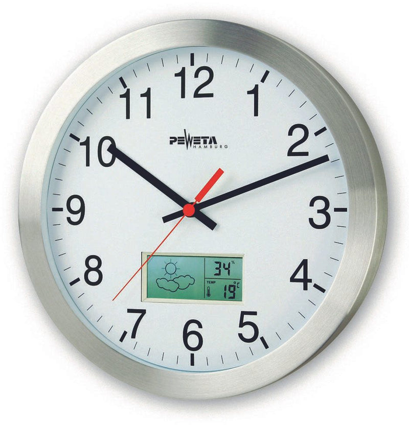 PEWETA Funkwanduhr Ø 30 cm silber