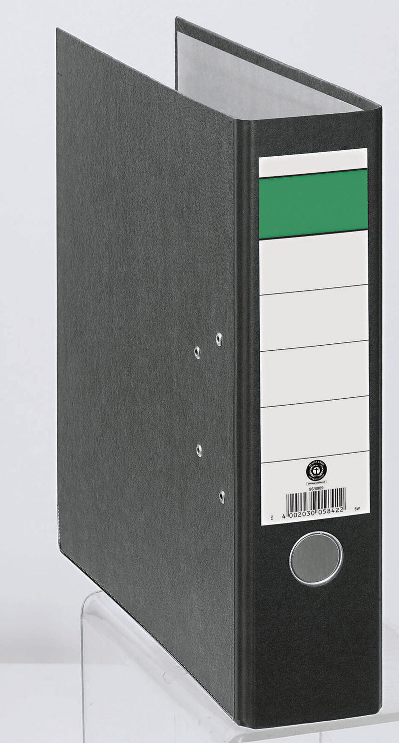 Grüner Balken Ordner Rückenbreite 8 cm DIN A4 Karton schwarz marmoriert