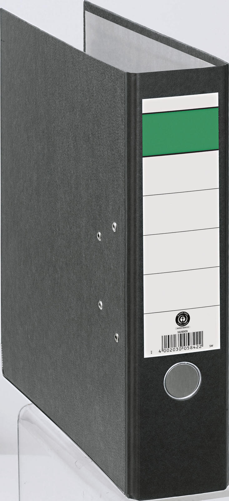 Grüner Balken Ordner Rückenbreite 8 cm DIN A4 Karton schwarz marmoriert