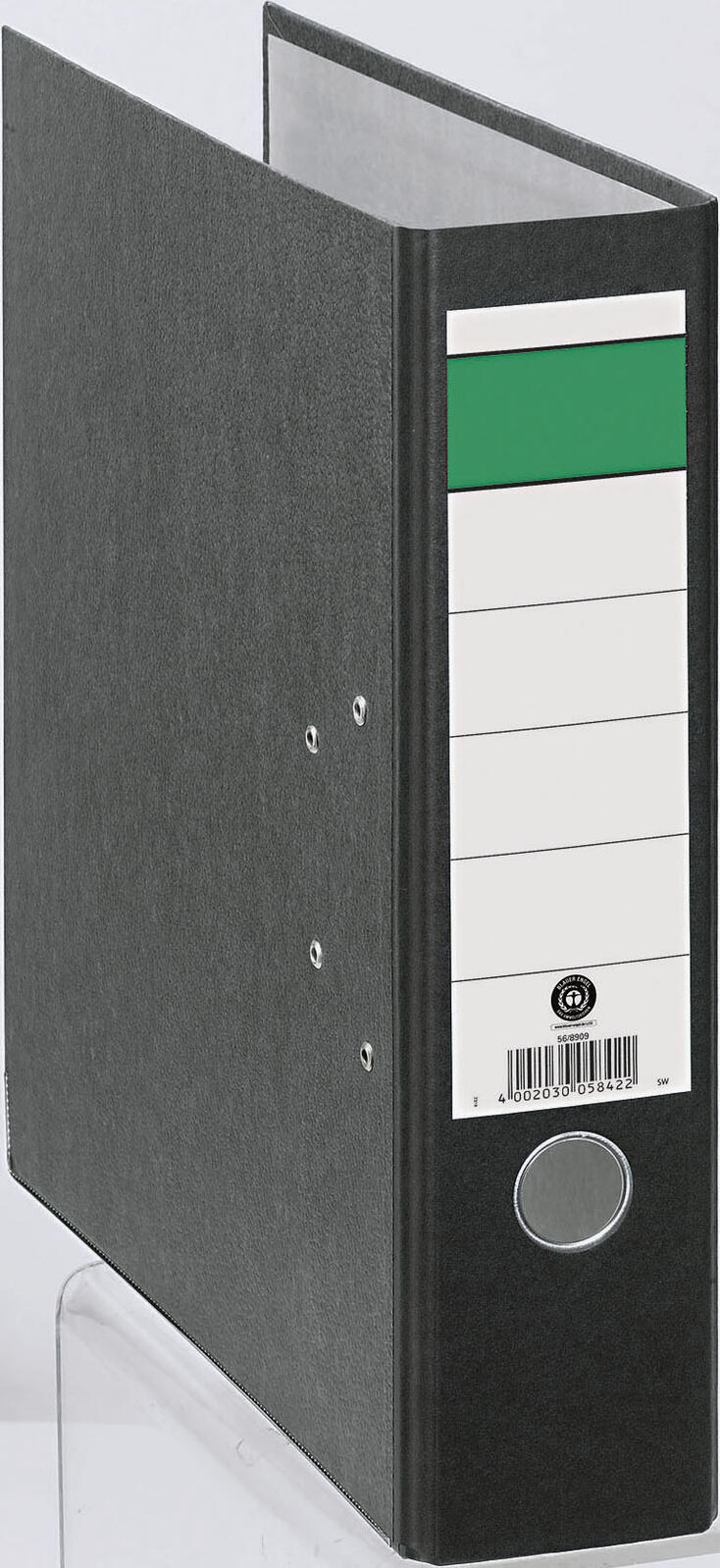 Grüner Balken Ordner Rückenbreite 8 cm DIN A4 Karton schwarz marmoriert