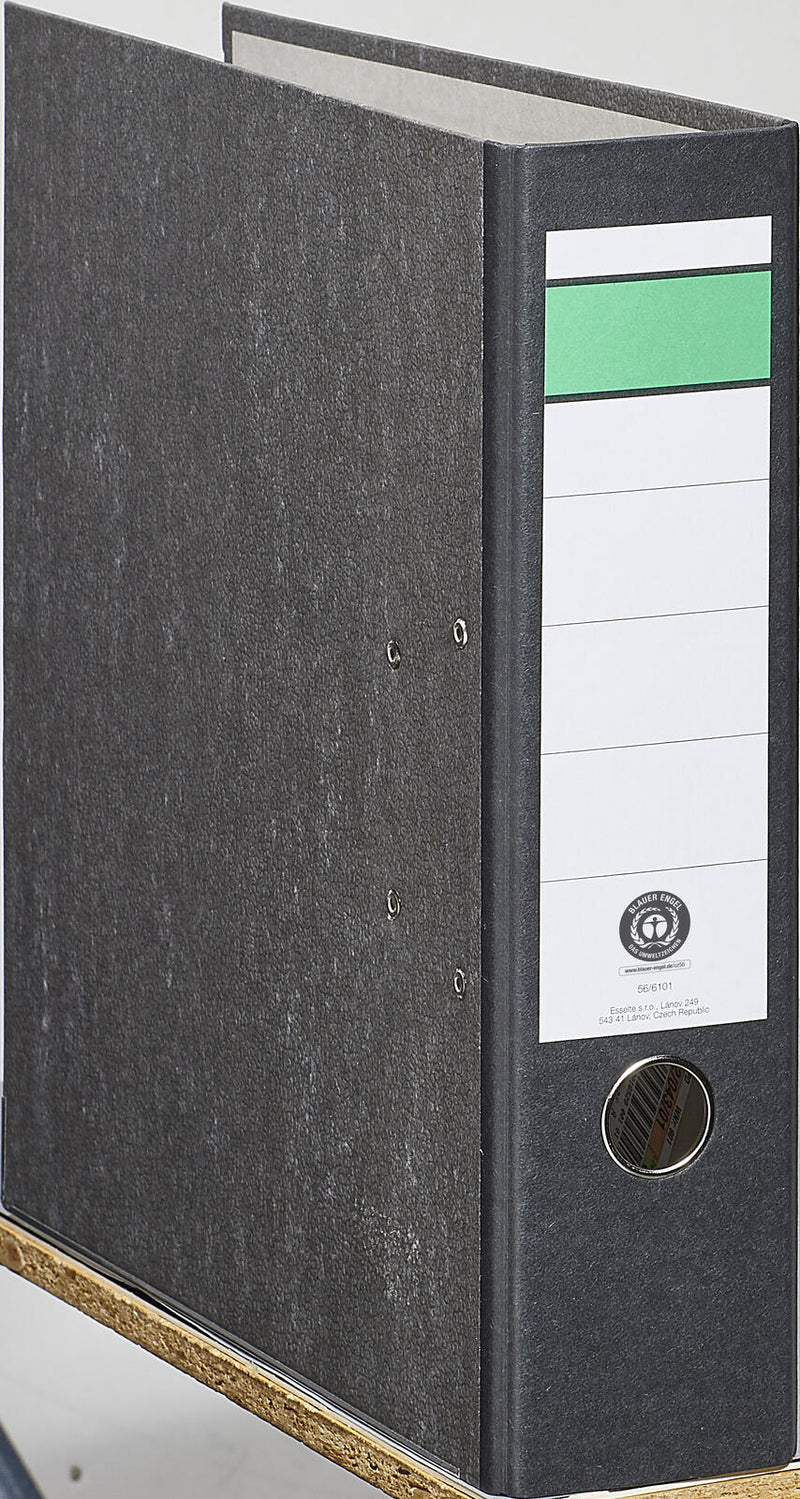 Grüner Balken Ordner Rückenbreite 8 cm DIN A4 Karton schwarz marmoriert