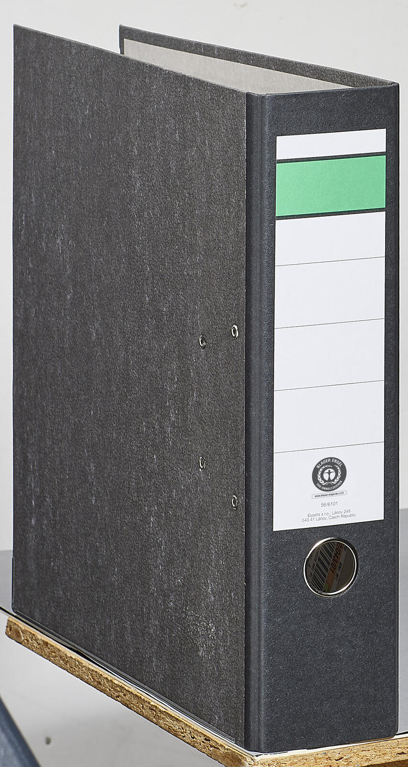 Grüner Balken Ordner Rückenbreite 8 cm DIN A4 Karton schwarz marmoriert