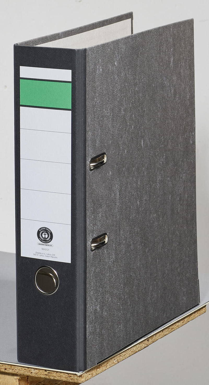 Grüner Balken Ordner Rückenbreite 8 cm DIN A4 Karton schwarz marmoriert