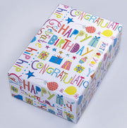 JUNG SCHÖNER VERPACKEN Geschenkpapier 50 cm x 20 m weiß/grün/rot/blau/gelb
