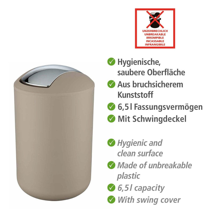 WENKO Kosmetikeimer 6,5 l taupe