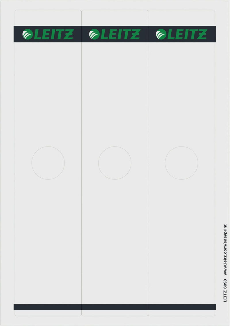 LEITZ Ordneretiketten für 8 cm Rückenbreite 61,0 x 279,0 mm