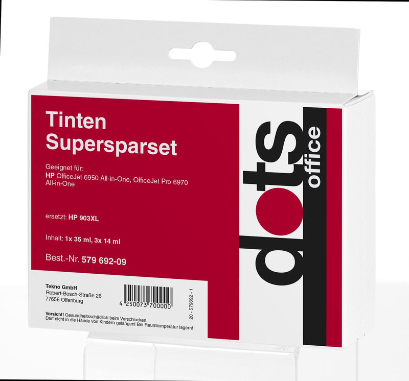 dots Druckerpatronen kompatibel zu HP 903XL (3HZ51AE), 4er-Set schwarz, cyan, magenta, gelb