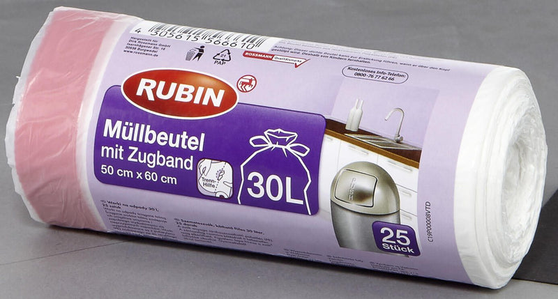 RUBIN Müllbeutel 30,0 l rot