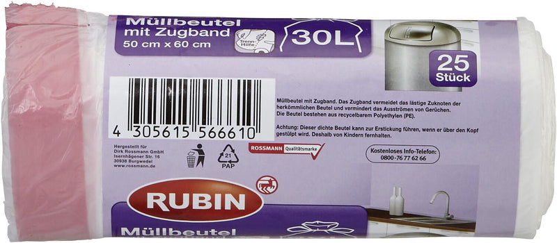 RUBIN Müllbeutel 30,0 l rot