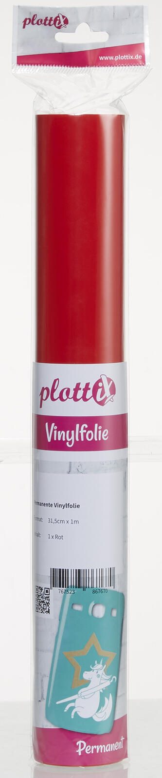 plottiX Vinylfolie permanent 31.5 cm x 1 m rot