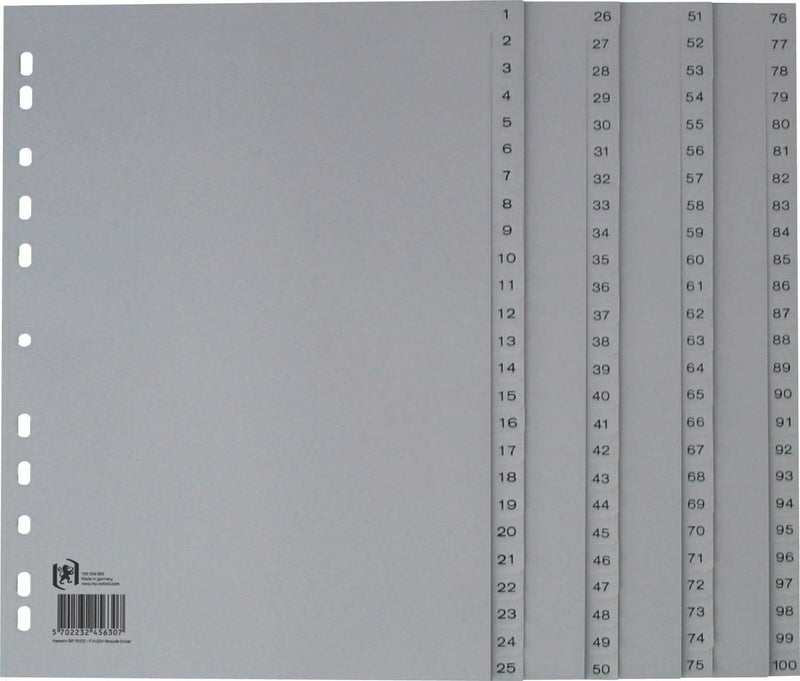 OXFORD Ordnerregister Vollformat 1-100 DIN A4