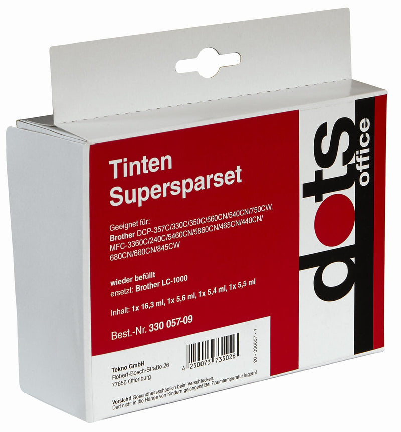 dots Druckerpatronen kompatibel zu brother LC1000VAL, 4er-Set schwarz, cyan, magenta, gelb