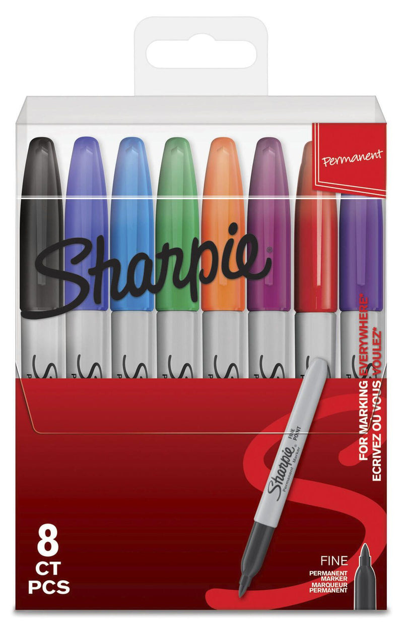 Sharpie Permanentm. F,fs,8St. Permanentmarker schwarz, blau, rot, grün, orange, brombeer, violett, türkis 0.9 mm
