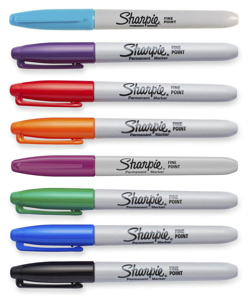 Sharpie Permanentm. F,fs,8St. Permanentmarker schwarz, blau, rot, grün, orange, brombeer, violett, türkis 0.9 mm