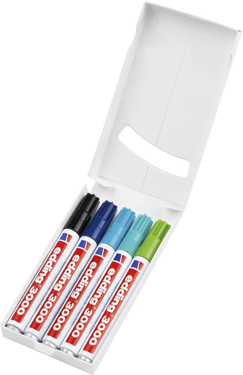 Edding Permanentmarker fs 5St Permanentmarker hellblau, blau, türkis, hellgrün, schwarz 1.5 - 3.0 mm