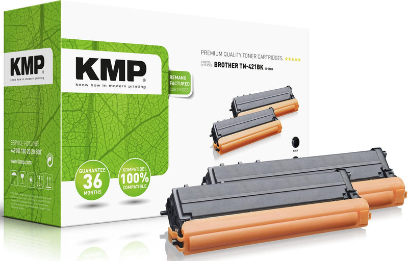 KMP Toner B-T98D schwarz kompatibel zu brother TN-421BK, 2er-Set
