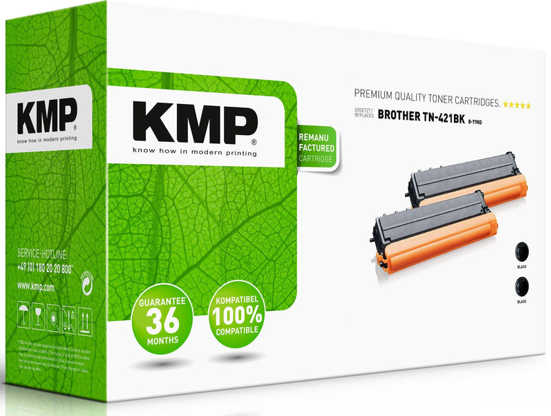 KMP Toner B-T98D schwarz kompatibel zu brother TN-421BK, 2er-Set