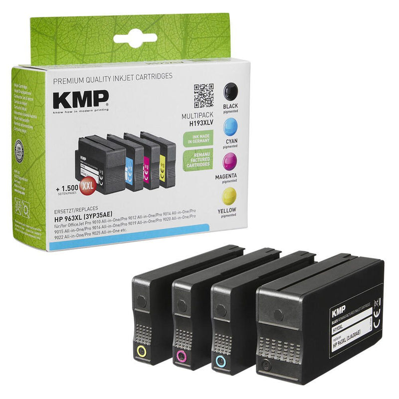 KMP Druckerpatronen H193XLV schwarz, cyan, magenta, gelb kompatibel zu HP 963XL (3YP35AE), 4er-Set