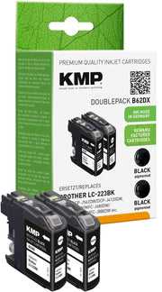 KMP Druckerpatronen B62DX schwarz kompatibel zu brother LC223BK, 2er-Set