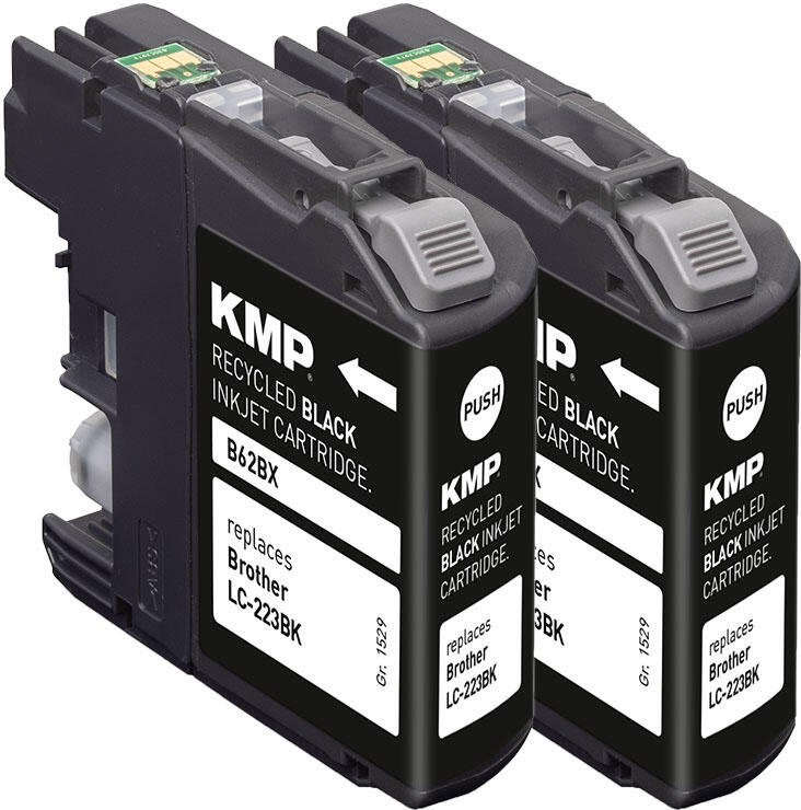 KMP Druckerpatronen B62DX schwarz kompatibel zu brother LC223BK, 2er-Set