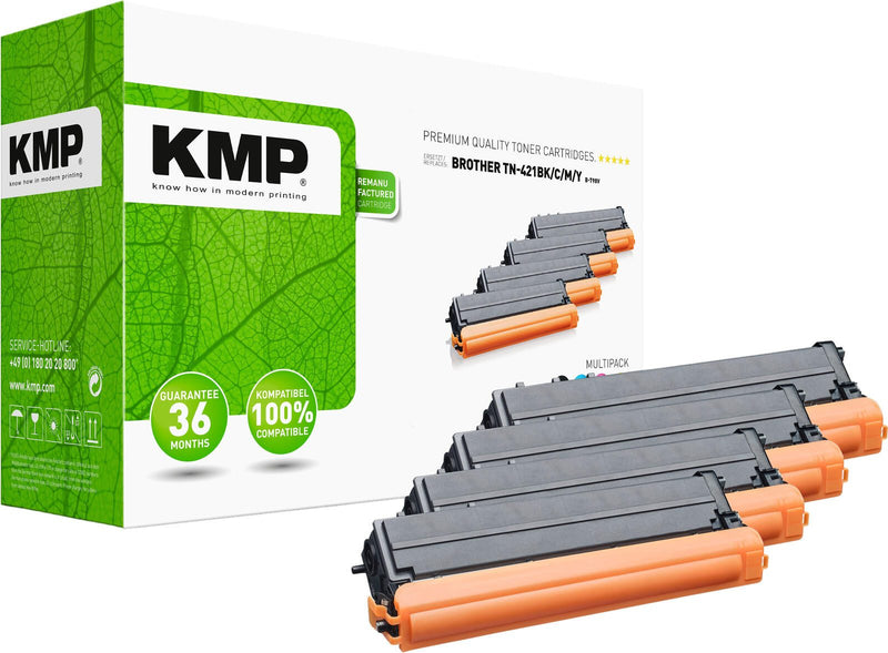KMP Toner B-T98V schwarz, cyan, magenta, gelb kompatibel zu brother TN421BK/C/M/Y, 4er-Set
