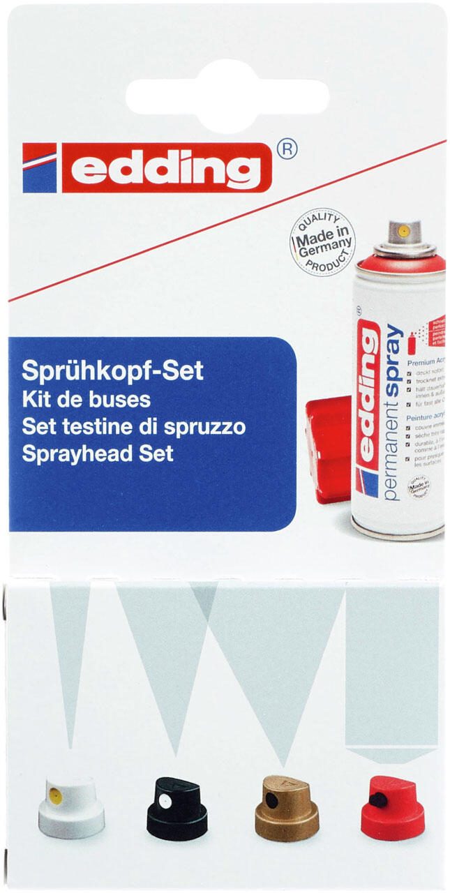 edding Sprühköpfe-Set weiß, schwarz, rot, gold