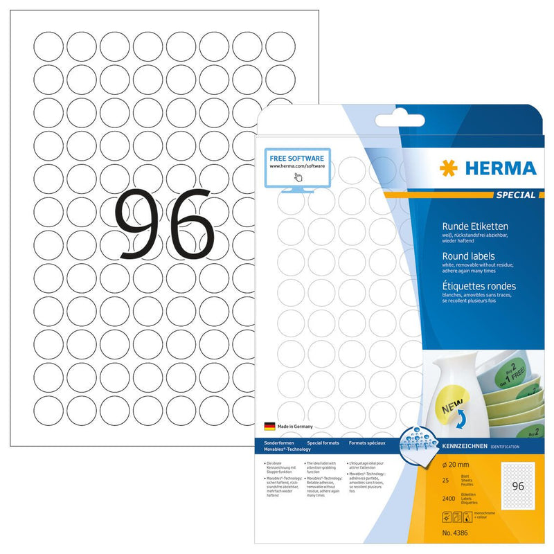 HERMA Etiketten 4386 weiß 20,0 x 20,0 mm