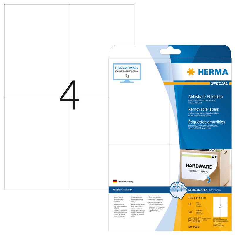 HERMA Etiketten 5082 weiß 105,0 x 148,0 mm