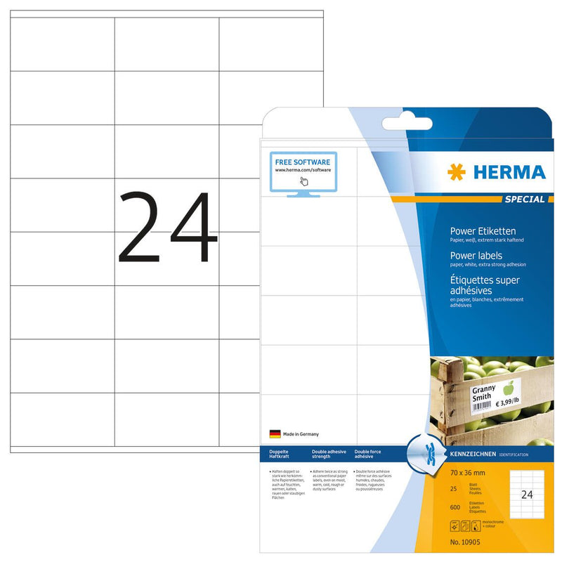 HERMA Power-Etiketten 10905 weiß 70,0 x 36,0 mm