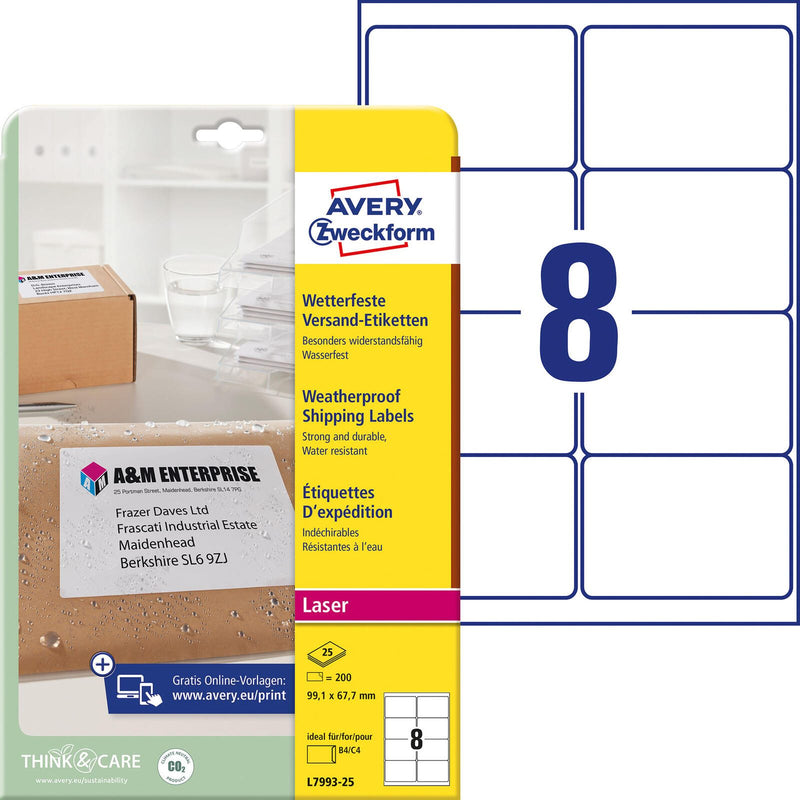 AVERY Zweckform Folien-Versandetiketten 99,1 x 67,7 mm