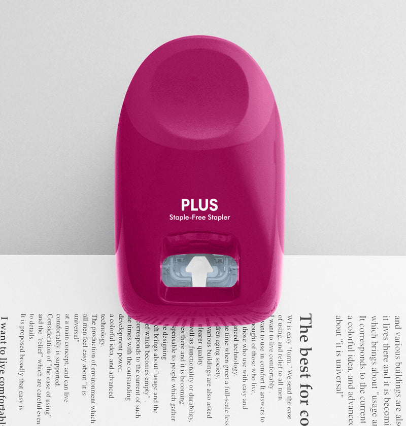 PLUS JAPAN Klammerloses Heftgerät pink
