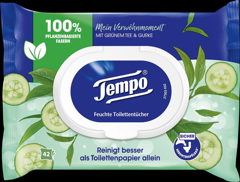Tempo Feuchtes Toilettenpapier Grünem Tee und Gurke 1-lagig