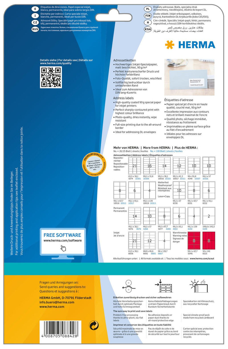 HERMA Adressetiketten 8842 weiß 88,9 x 46,6 mm