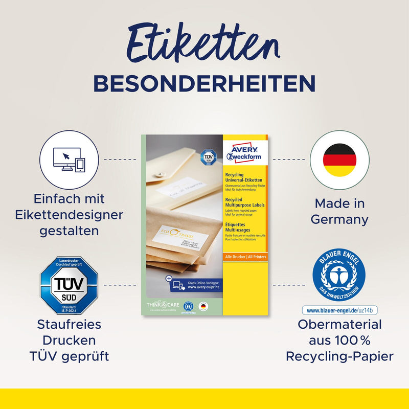 AVERY Zweckform Etiketten LR3655-10 weiß 210,0 x 148,0 mm