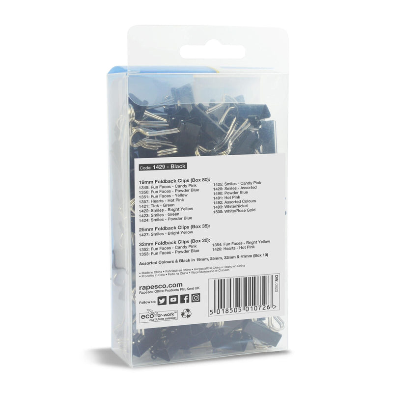 RAPESCO® Foldbackklammern schwarz 1.9 cm