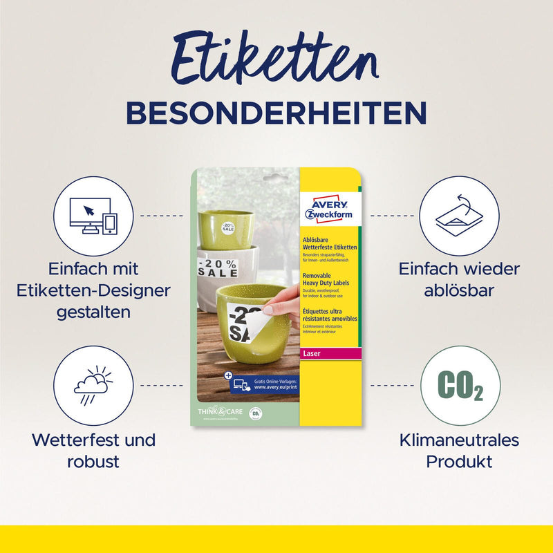 Wiederablösbare wetterfeste Folien-Etiketten