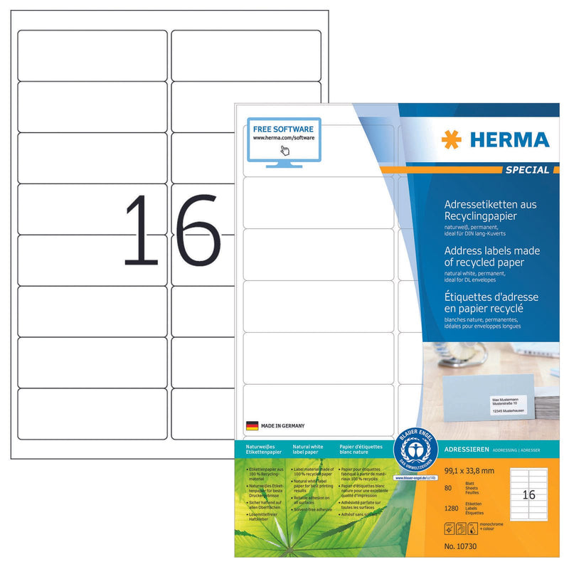 HERMA Etiketten 10730 weiß 99,1 x 33,8 mm