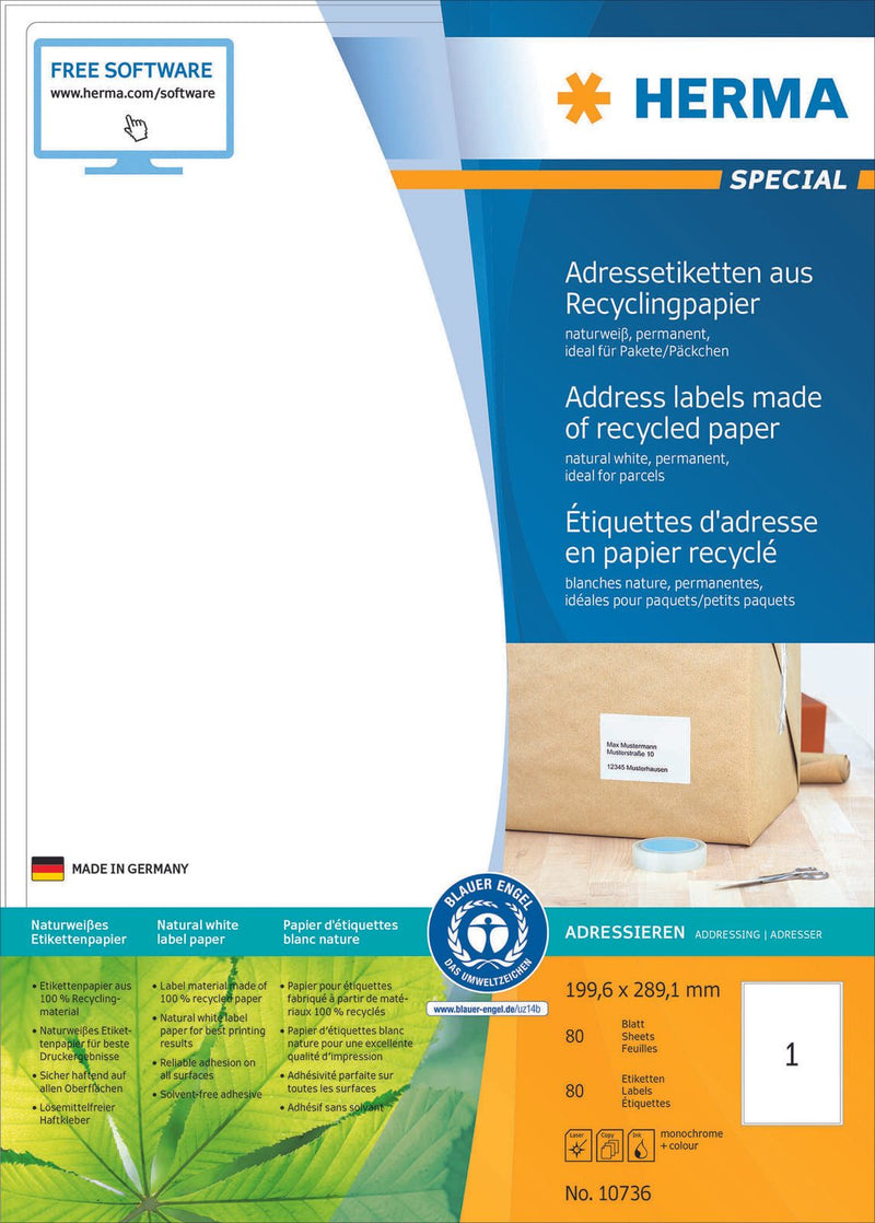 HERMA Etiketten 10736 weiß 199,6 x 289,1 mm
