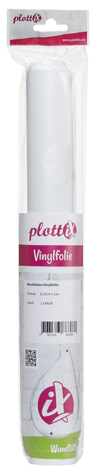 plottiX Wandtattoo-Folie 31.5 cm x 1 m weiß
