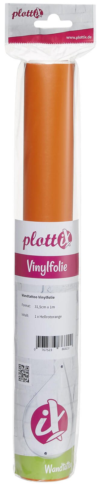 plottiX Wandtattoo-Folie 31.5 cm x 1 m hellrotorange
