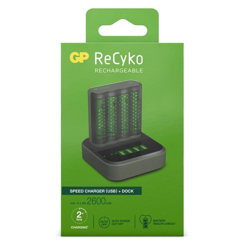 GP USB-Akku-Ladegerät inkl. Akkus Docking Station 4x AA