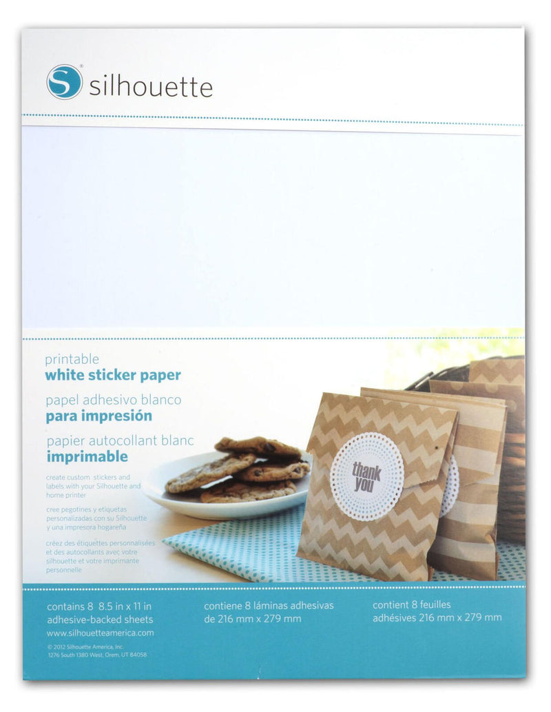 Silhouette bedruckbares Aufkleberpapier für Schneideplotter 216 mm x 279 mm weiß
