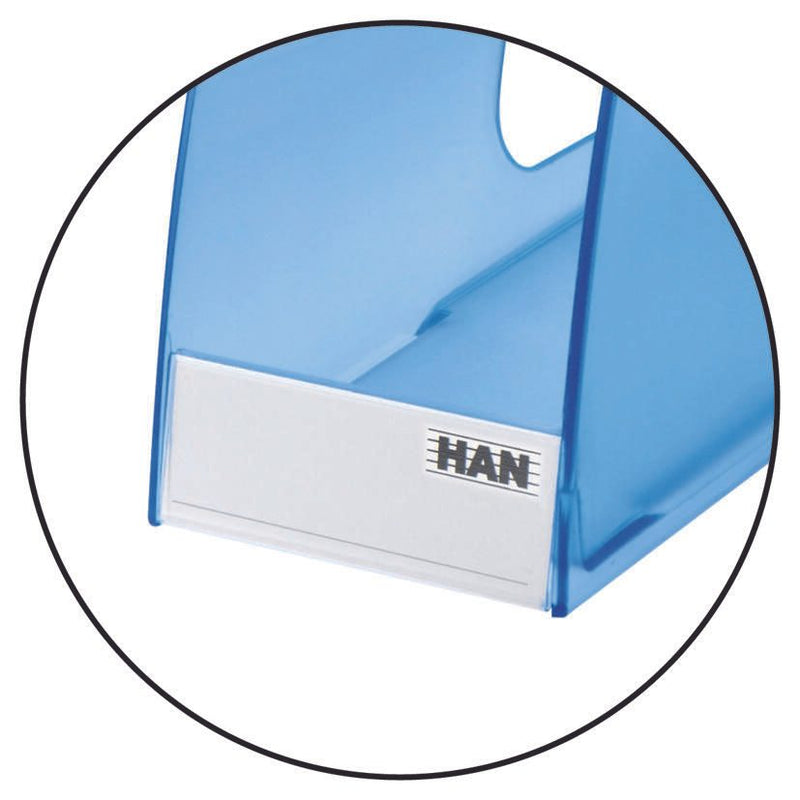 HAN Stehsammler antistatisches, schwermetallfreies Polystyrol blau-transparent , DIN C4