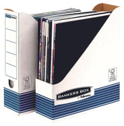 Bankers Box Archiv-Stehsammler Recycling-Karton weiß/blau , DIN A4