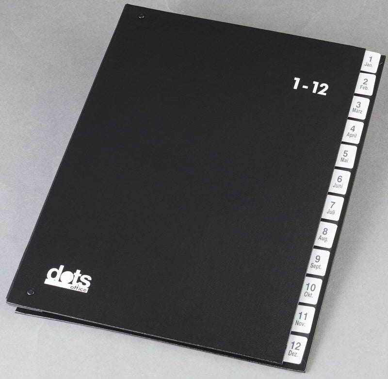 dots Pultordner DIN A4 12 Taben schwarz
