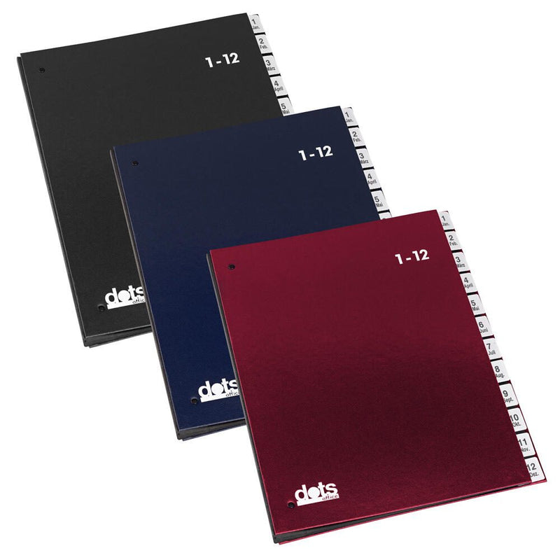 dots Pultordner DIN A4 12 Taben schwarz